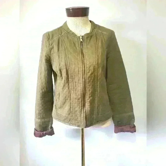 HEI HEI ANTHROPOLOGIE moss green quilted riding jacket. Size small - Picture 1 of 12